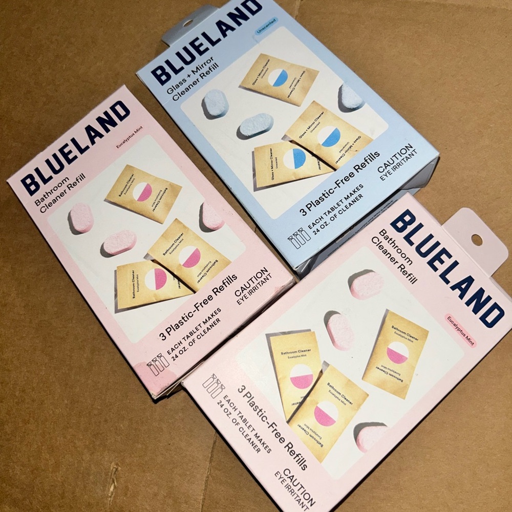 Blueland Bathroom & Window Cleaner Tablet Refills.  3 count each